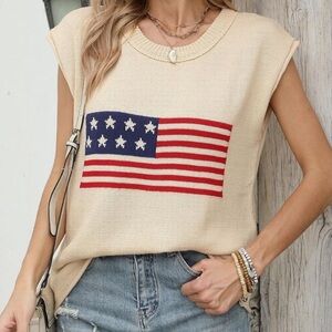 COPY - Brand New Lightweight Brown-ish Patriotic Flag Knit Sweater Tank🇺🇸🇺🇸